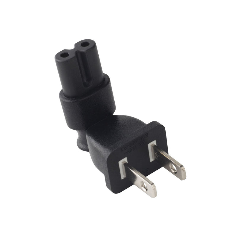 YEKELLA 2 Prong Plug Adapter,US 2 Prong Right Angle AC Power Plug Adapter IEC C7 Receptacle to NEMA 1-15P - LeoForward Australia