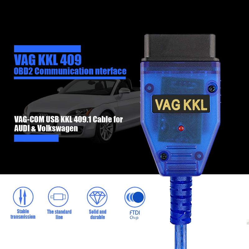 OBD2 Scanner Diagnostic Cable for VW Audi Skoda Seat Volkswagen, Support VAG-COM KKL 409.1, 16-Pin Car Programming Cable, OBD II Adapter Connector Cable Scan Tool, for Win XP/ WIN7 32bits ONLY - LeoForward Australia