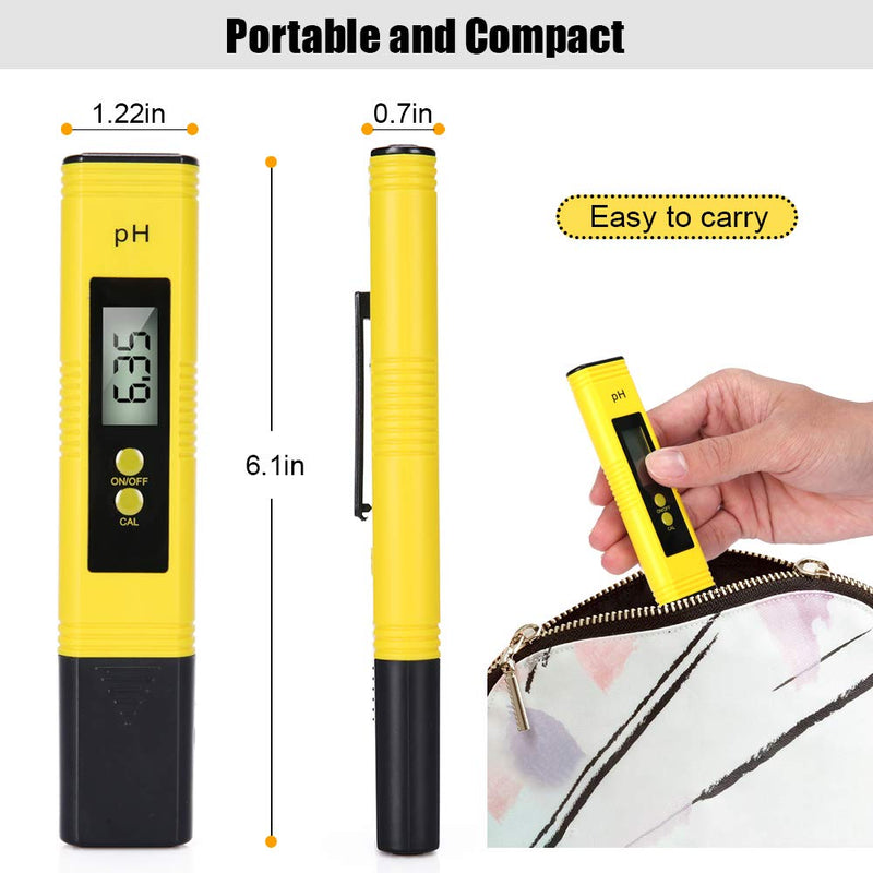 PH Meter Digital Water Tester, 0.01High Accuracy Water Quality Tester Pen with 0-14 PH Measurement Range for Drinking Water (Yellow) - LeoForward Australia