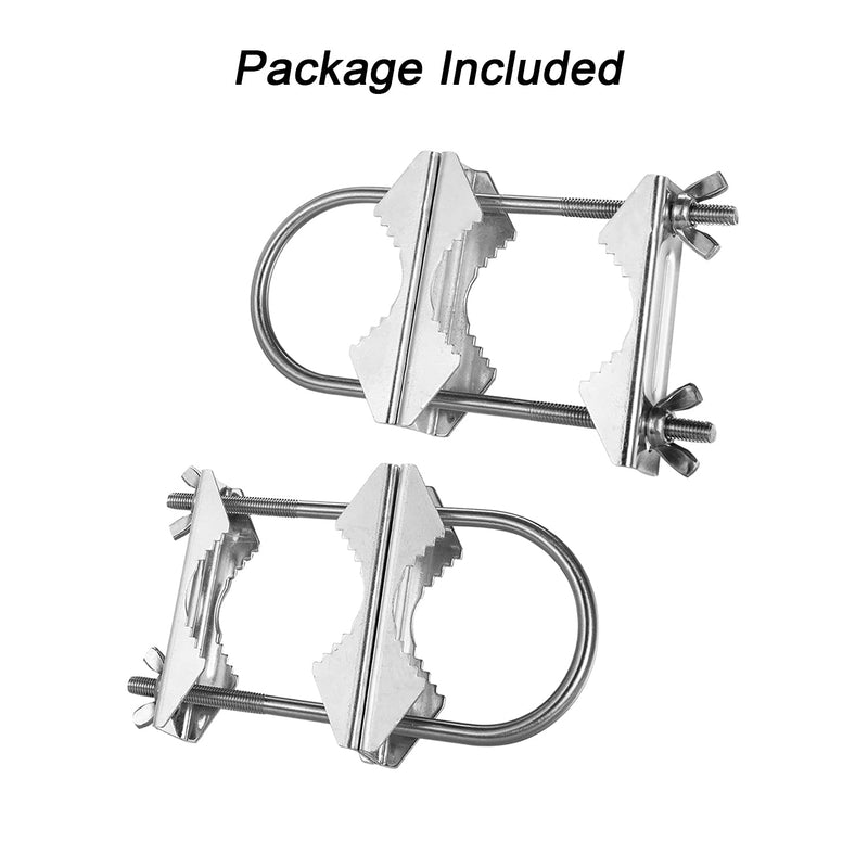  [AUSTRALIA] - Wdwlbsm Double Antenna Mast Clamp V Jaw Block with U Bolts|Heavy Duty Anti-Rust Mast to Mast Mount Bracket Kit for TV,CB,Ham,Pipe,Flag Pole,Hold Umbrella Parasols for Deck Railing,Fence(2 Set) 2 Set
