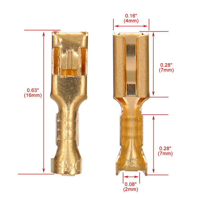  [AUSTRALIA] - Baomain Female Spade Quick Splice Crimp Terminals 2.8mm Crimp Connector Non Insulated Pack of 100