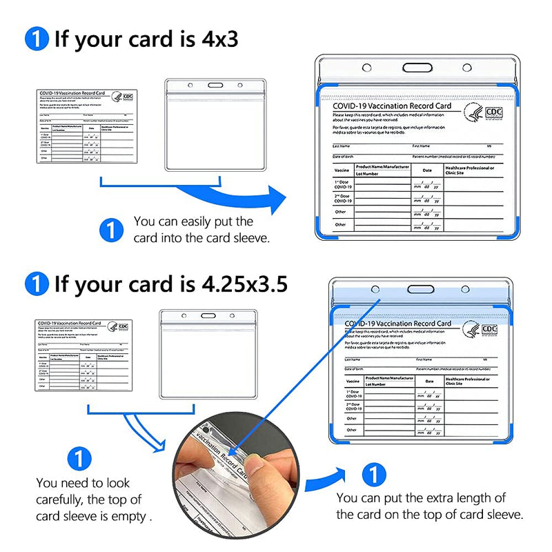  [AUSTRALIA] - 5 Pack CDC Vaccine Card Protector 4x3" Immunization Record Vaccination Cards Holder with Rope , Clear Vinyl Plastic Sleeve Waterproof Type Id Card Holder Resealable Zip 5PCS with Rope