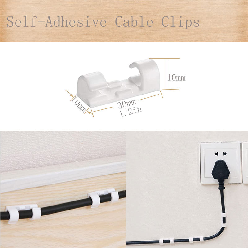  [AUSTRALIA] - 153 PCS Cord Cable Management Organizer Kit Including 3 Cable Sleeve with Zipper 10 Cable Clips 20 Cable Straps 20 Reusable Self Adhesive Cable Clips Holder 100 Fastening Cable Ties for TV Office Home