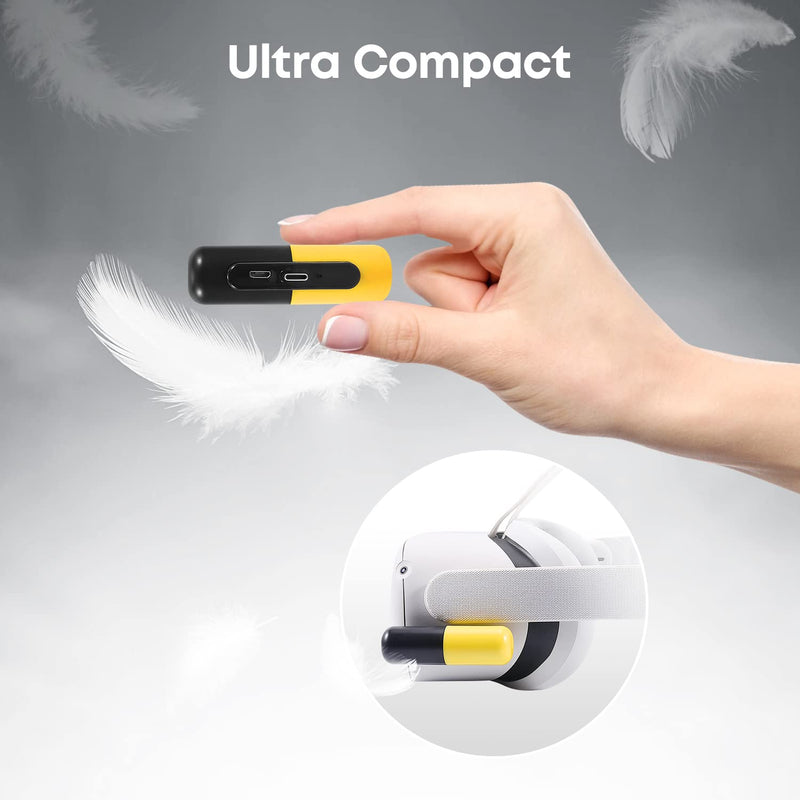  [AUSTRALIA] - Battery Pack Compatible with Oculus Quest 2 and Quest/Meta, 3300mAh Ultra Lightweight Portable Power Bank Replacement for Quest, Extend Extra Playtime-Yellow 3300 mAh Yellow