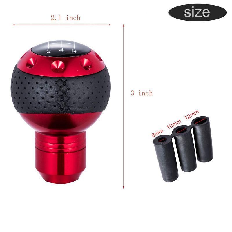 [AUSTRALIA] - Bashineng 5 Speed Leather Transmission Shift Spherical Style Gear Stick Shifter Universal Knob Head Fit Most Manual Automatic Cars (Red) red