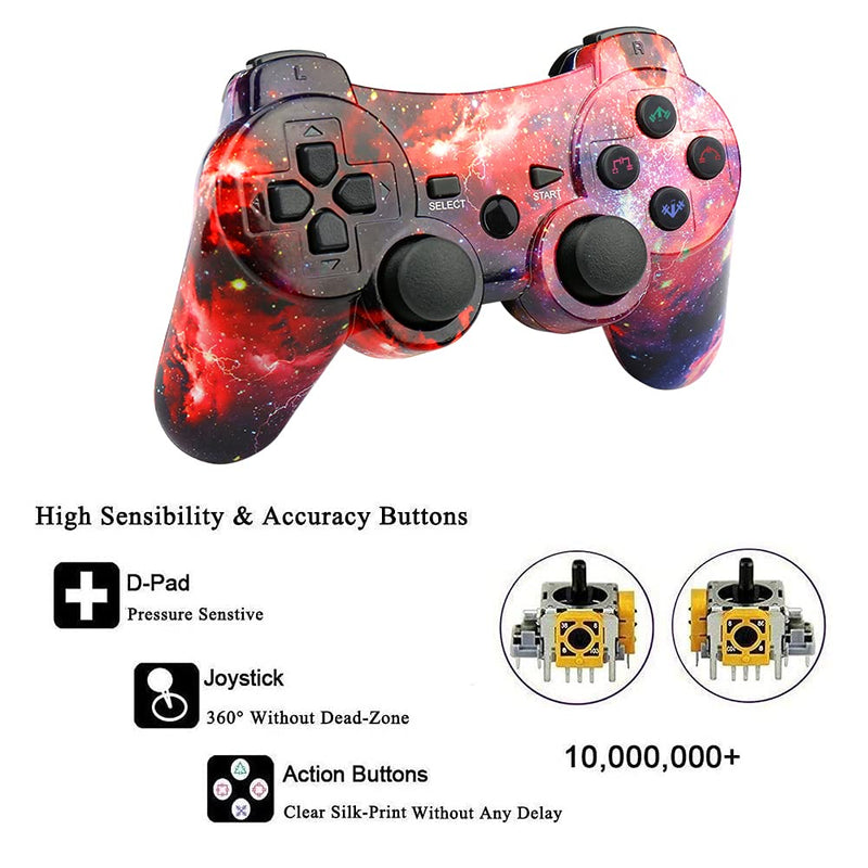 CHENGDAO Wireless Controller 2 Pack Compatible with Playstation 3 with High Performance Double Shock,Motion Control,USB Cable (Skull + Galaxy) Skull + Galaxy - LeoForward Australia