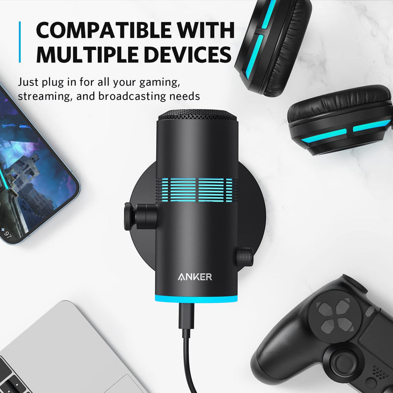  [AUSTRALIA] - Anker PowerCast M300, USB Microphone for pc, Vocals Quality in Streaming, Gaming,Twitch,YouTube, Headphone Output, gain Control and Mute, Plug and Play Compatible for Devices