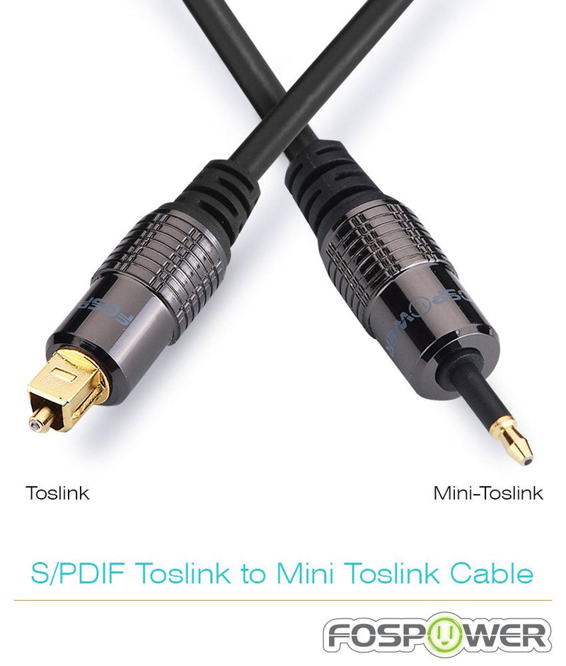  [AUSTRALIA] - FosPower (10 Feet 24K Gold Plated Toslink to Mini Toslink Digital Optical S/PDIF Audio Cable with Metal Connectors & Strain-Relief PVC Jacket 10 Feet