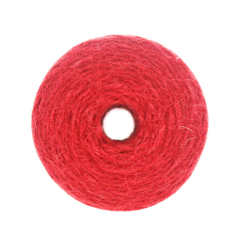 [AUSTRALIA] - Vivifying 656 Feet Red Jute Twine, Natural 2mm Jute Cord for Crafts, Wrapping, Garden (Red) 656Feet