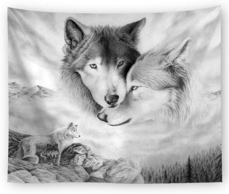  [AUSTRALIA] - Tapestry Wolf Fabric Tapestry Wall Hanging for Room/Living Room/Dorm (150X100cm) 150X100cm