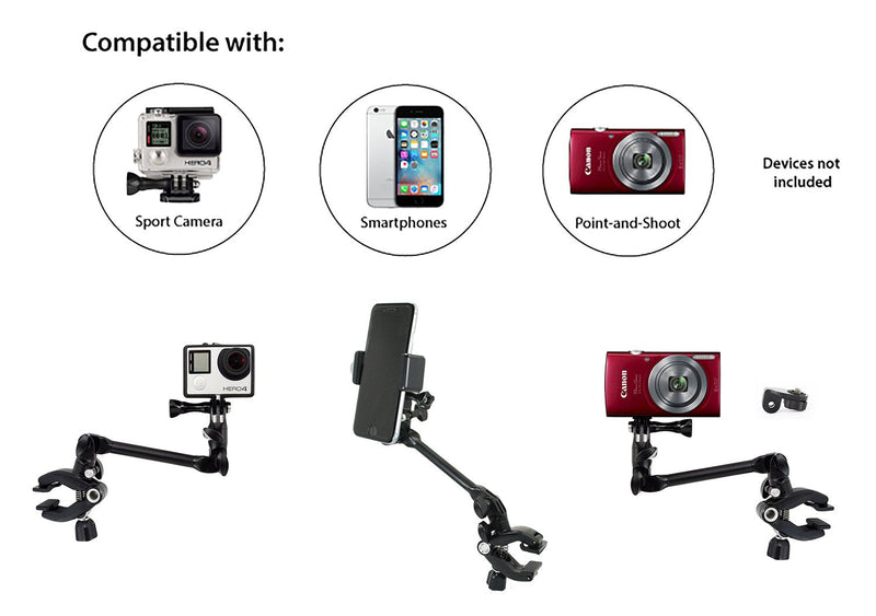  [AUSTRALIA] - Livestream Gear - Jam Adjustable Clamp Mount for Smartphone, Point-and-Shoot, or Sport Camera. Great for Streaming or Recording Video. Use for Music Mount, Desk Mount, and More. (Black) Black