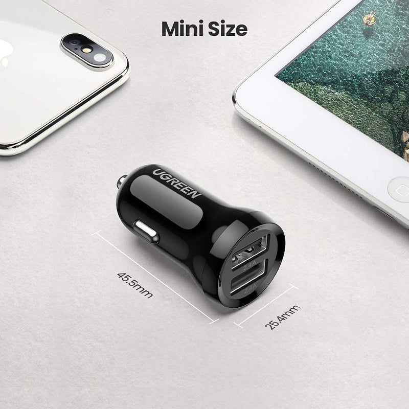 Car Charger Adapter-UGREEN Cigarette Lighter USB Charger 4.8A Dual Ports Mini Car Phone Charger Fast Charging for iPhone 12/11/XS/XR/8/iPad Pro/Air/Mini, Galaxy S21/S20/S10/Note 20 LG OnePlus Pixel - LeoForward Australia