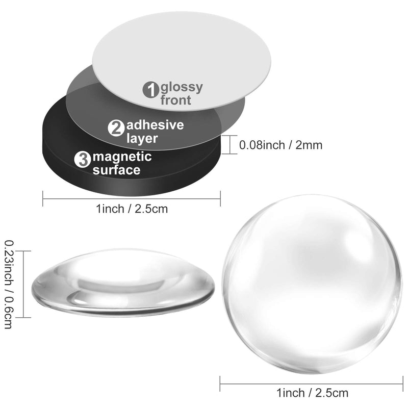 72 Pieces Crafts Magnets Glass Set 1 Inch Round Fridge Magnets with Adhesive Backing and Transparent Clear Glass Cabochons for DIY Refrigerator Magnets Crafts Pendants - LeoForward Australia