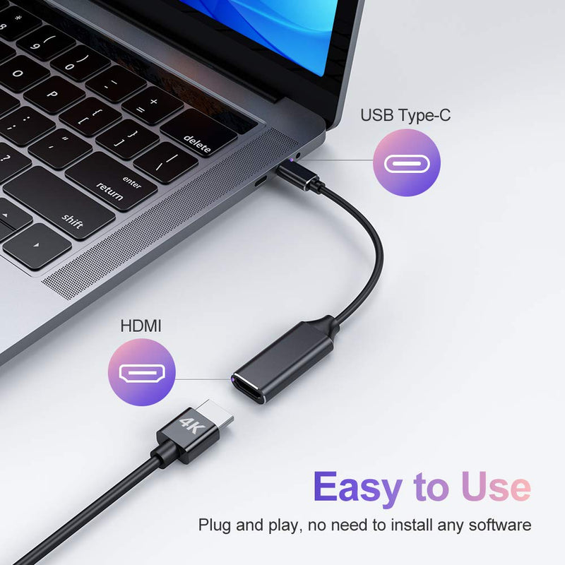  [AUSTRALIA] - USB C to HDMI Adapter 4K for Mac OS, Type-C to HDMI Adapter [Thunderbolt 3], Compatible with MacBook Pro 2019/2018/2017, MacBook Air, Galaxy, Dell XPS, Pixelbook, Microsoft and More (1 Pack) 1 pack Black