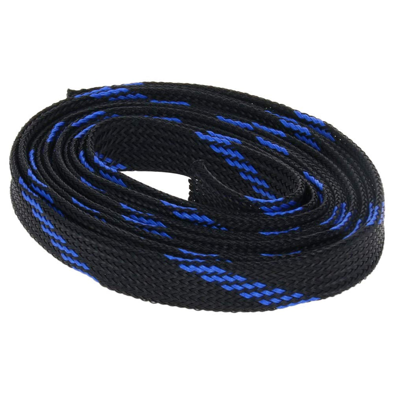  [AUSTRALIA] - Aicosineg PET Expandable Braided Sleeving Wrap for Audio Video Home Device Automotive Wire Protect Cables 10mm 2m Black and Blue 1Pcs