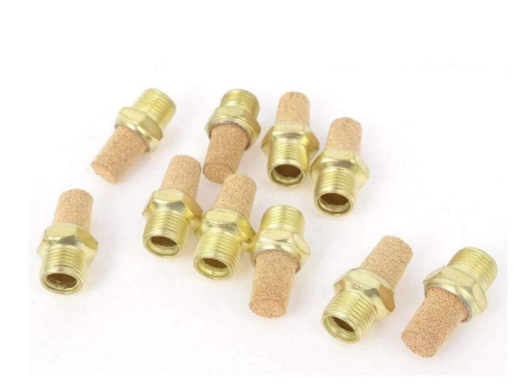  [AUSTRALIA] - Bronze Exhaust Muffler,Pneumatic Muffler Sintered Bronze Exhaust Muffler 1/8" NPT Brass Body (Pack of 10)