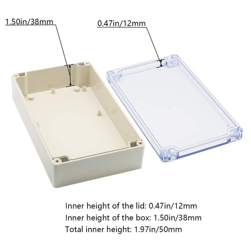  [AUSTRALIA] - Zulkit Junction Box ABS Plastic Dustproof Waterproof IP65 Universal Electrical Boxes Project Enclosure Grey with Transparent Clear Cover 7.9 x 4.7 x 2.2 inch (200 x120 x 56mm) 7.9" x 4.7" x 2.2"