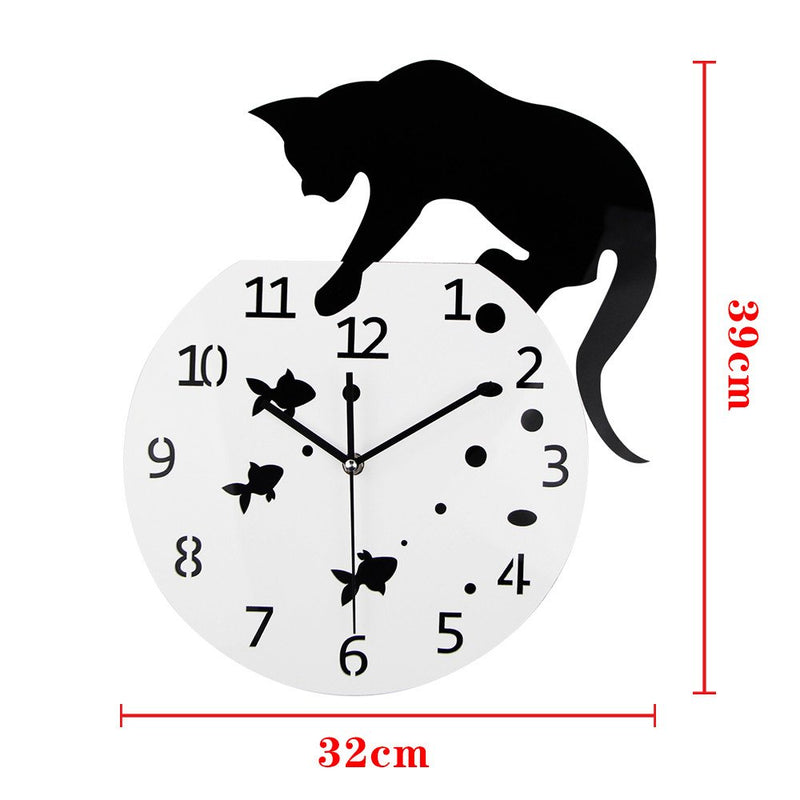 Timelike Fishbowl Cat Clock / Creative Wall Clocks / Home DIY Decoration Watch / Cat on Clock Living Room Mirror 3D Wall Design - LeoForward Australia