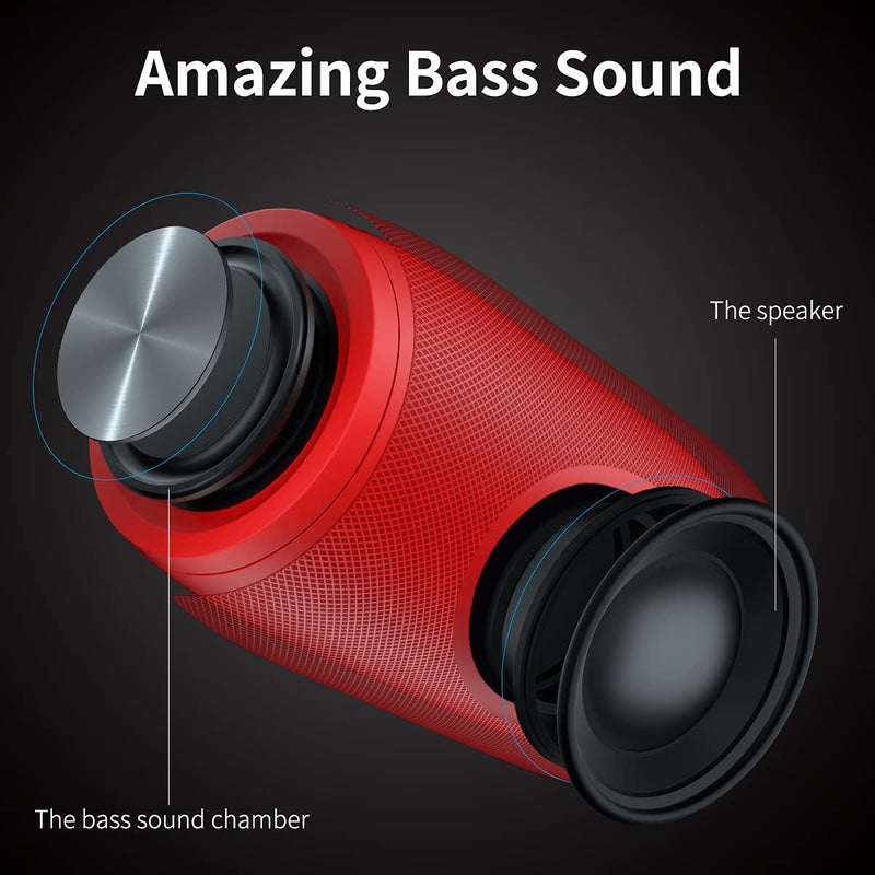  [AUSTRALIA] - Bluetooth Speakers,MusiBaby Bluetooth Speaker,Outdoor, Portable,Waterproof,Wireless Speaker,Dual Pairing, Bluetooth 5.0,Loud Stereo,Booming Bass,1500 Mins Playtime for Party Speaker,Gifts(Pure Red) Pure red