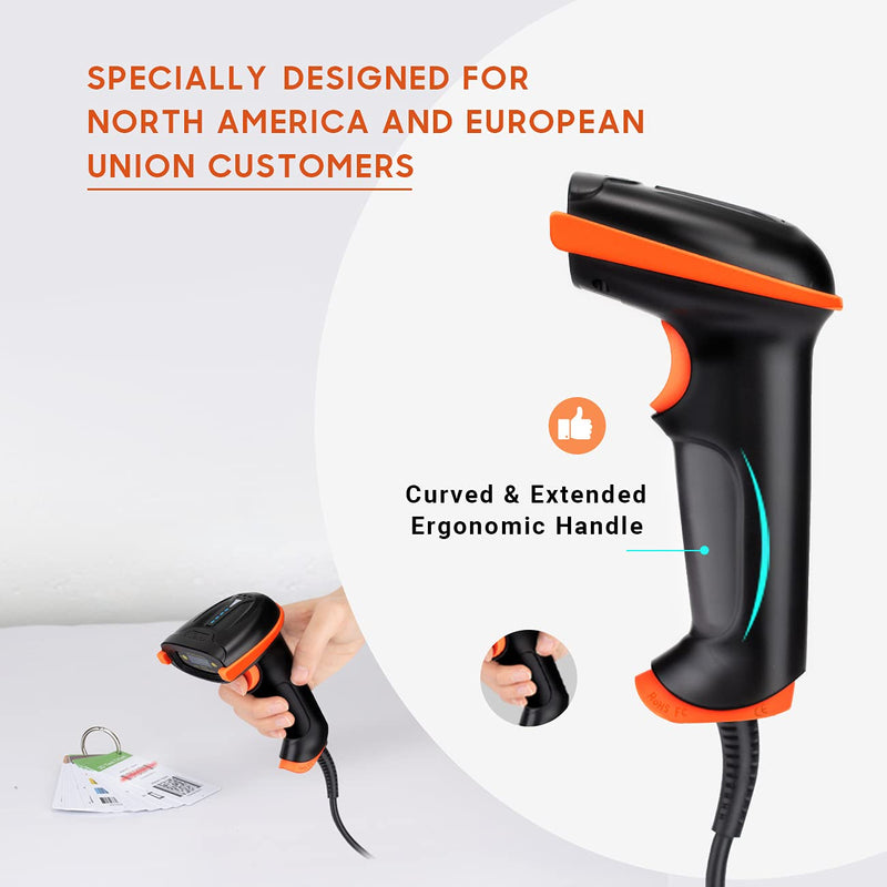  [AUSTRALIA] - Tera Upgraded USB Laser 1D Barcode Scanner Wired Officially Certified Dustproof Shockproof Waterproof IP65 Ergonomic Handle Ultra Long Bar Code Reader Fast and Precise Scan Plug and Play L5100Y