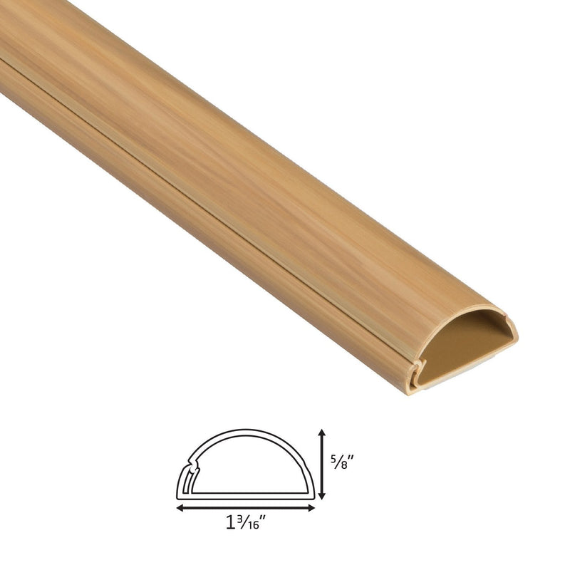  [AUSTRALIA] - D-Line 78" Cord Cover, Half Round Cable Raceway, Paintable Self-Adhesive Cord Hider, TV Wire Hider, Electrical Cord Management - 2X 1.18 (W) x 0.59" (H) x 39" Lengths (Medium (Mini), Wood-Effect) Medium 2-Pack Wood-Grain