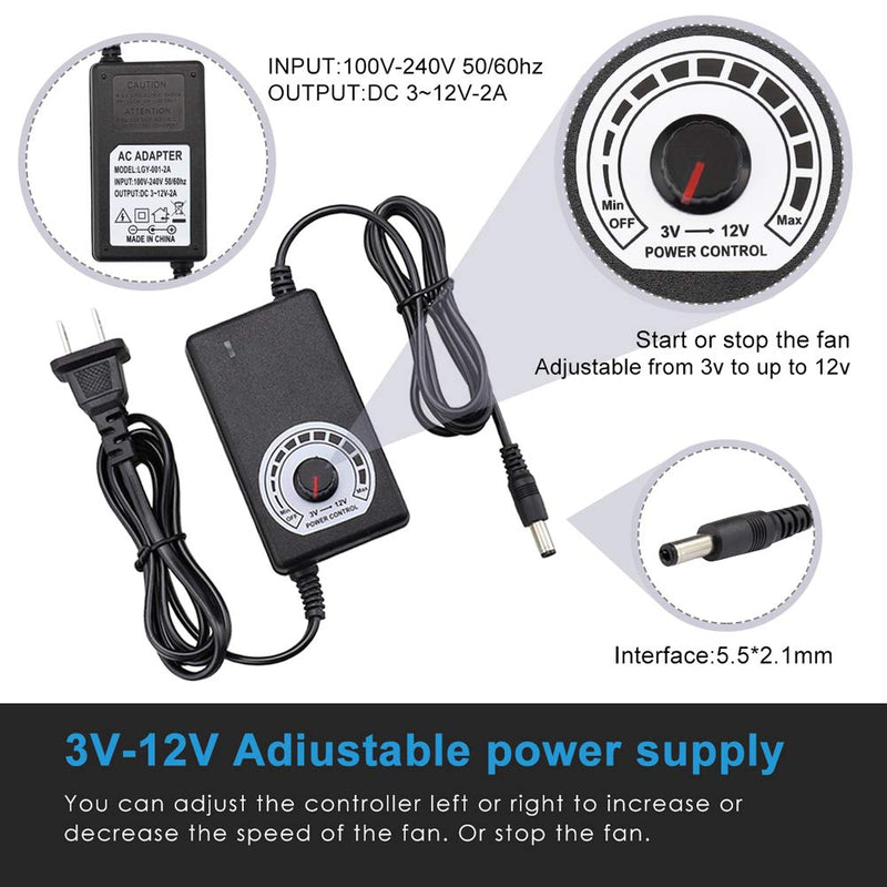  [AUSTRALIA] - Wathai 120mm x 25mm 110V 220V AC Powered Fan with Speed Controller 3V to 12V, for Receiver Xbox DVR Playstation Component Cooling 120mmx25mm with AC Speed Controller