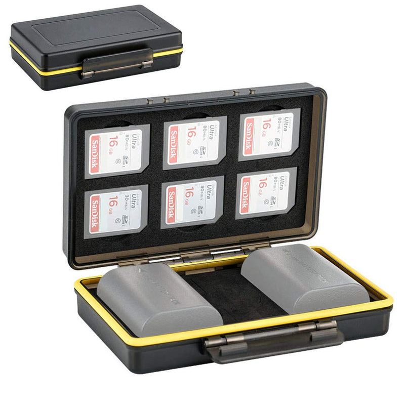  [AUSTRALIA] - SD Card Holder & Camera Battery Case 2in1 Storage Box for 6 SD SDHC SDXC Memory Cards + 2 Canon LP-E6 LP-E6N Batteries on EOS R 5D Mark IV III II 5DM4 5DM3 5DM2 5Ds 5DsR 6D 6DM2 7D 7DM2 80D 70D 60D for 6 SD + 2 Camera Batteries(Canon LP-E6)