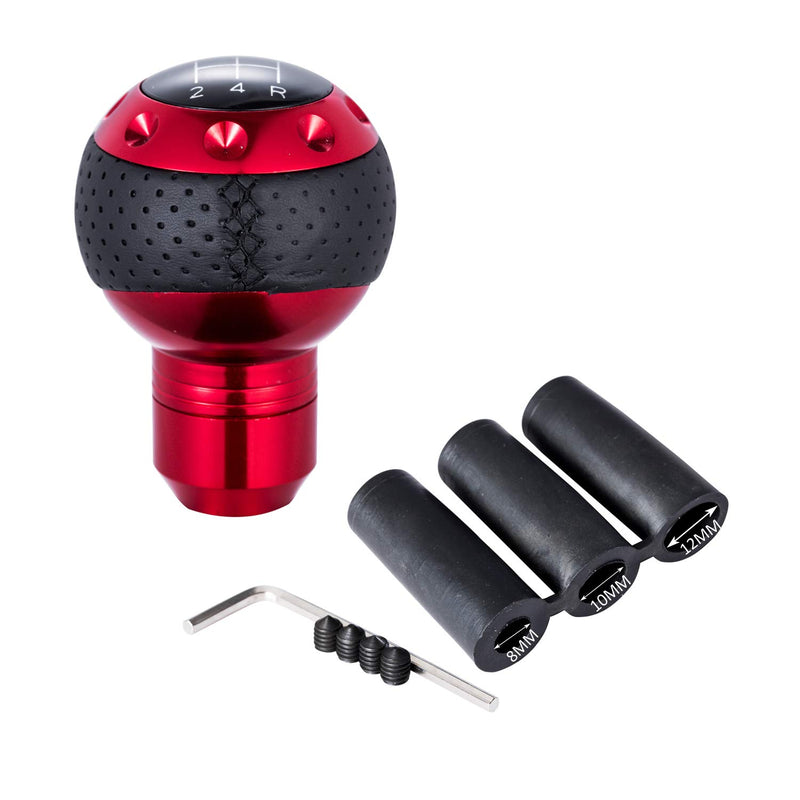  [AUSTRALIA] - Bashineng 5 Speed Leather Transmission Shift Spherical Style Gear Stick Shifter Universal Knob Head Fit Most Manual Automatic Cars (Red) red