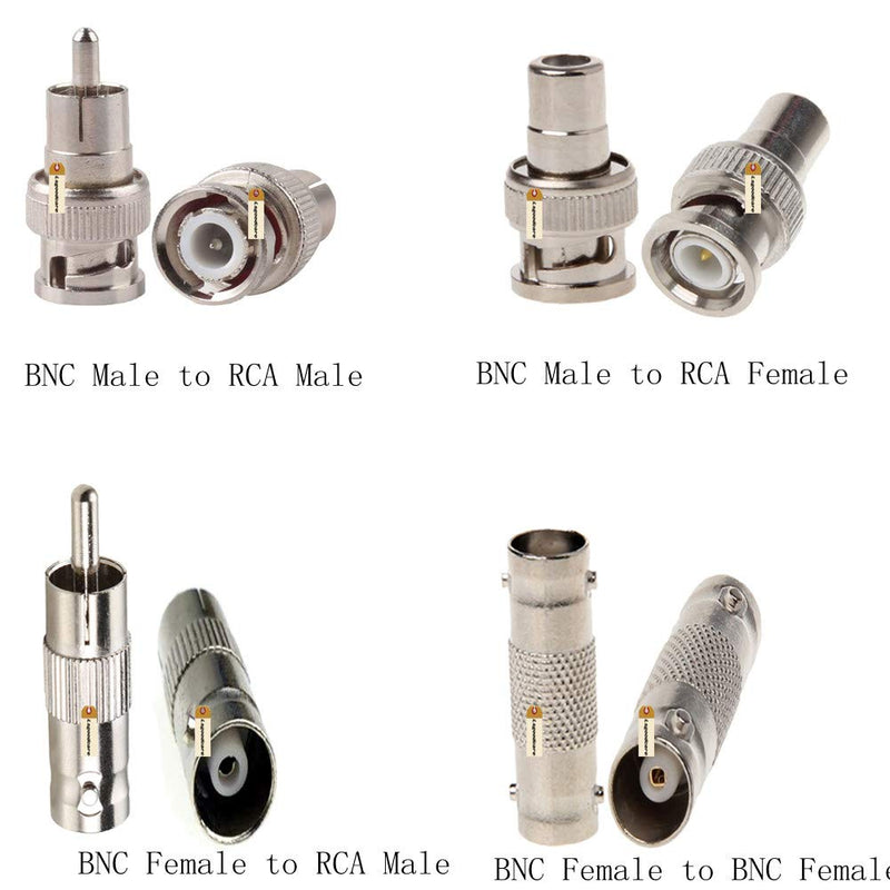  [AUSTRALIA] - Lsgoodcare 40Pcs BNC Male to RCA Female & BNC Female to RCA Male & BNC Female to BNC Female & BNC Male to RCA Male Convert Coaxial Connector Adapter for CCTV Security Camera Surveillance Video