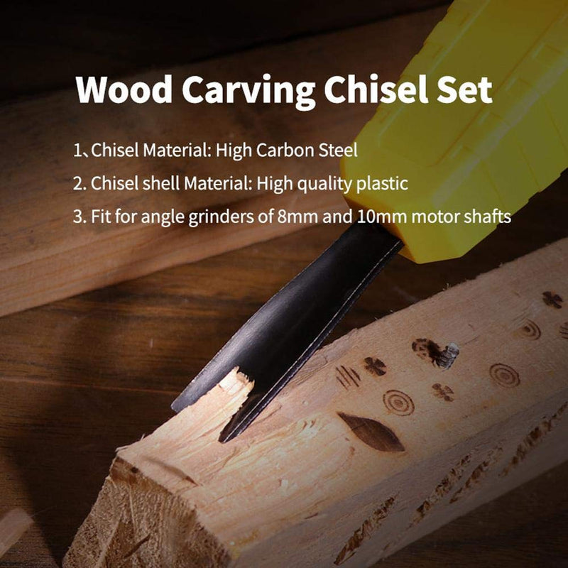  [AUSTRALIA] - Wood Carving Chisel Set, Change Angle Grinder into Electric Chisel Woodworking Tool for Polishing, Grinding or Cutting Metal, Stone, Wood