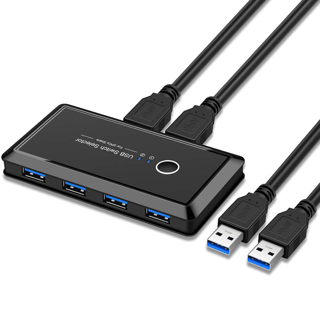  [AUSTRALIA] - USB 3.0 Switch Selector USB Switcher for 2 Computers Sharing 4 Peripheral USB Devices, KVM Switch for Keyboard Mouse Printer Scanner, with 2 USB 3.0 Cable