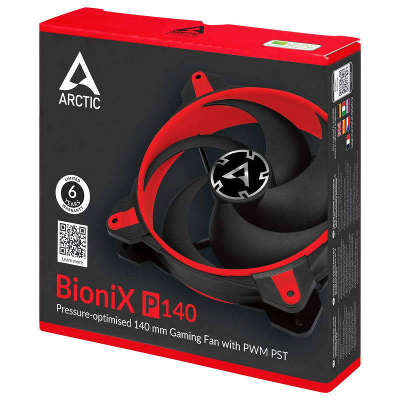  [AUSTRALIA] - ARCTIC BioniX P140 - 140 mm Gaming Case Fan with PWM Sharing Technology (PST), Pressure-optimised, Very quiet motor, Computer, Fan Speed: 200– 1950 RPM - Red BioniX P140 (red)