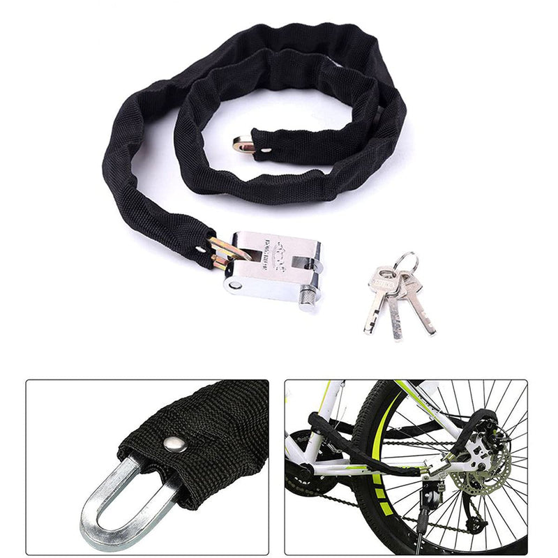  [AUSTRALIA] - Bicycle Chain Lock,Safety Chain Lock kit,Heavy Duty Motorcycle Lock, Chain Lock,8mm Heavy Duty Lock with 3 Keys,Very Suitable for Motorcycles,Motorcycles,Bicycles,generators,Gates,Bicycles,Scooters. black-02