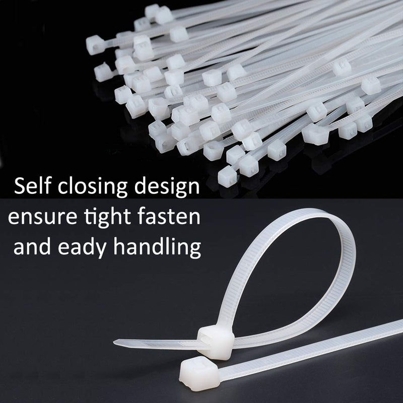  [AUSTRALIA] - ETOPARS 250 X White 12" Self Locking Nylon Plastic Cable Ties 50 Pounds Width 0.19inch Electrical Wrap Protected Wire Cord Zip Tie Strap Lock White 250Pcs 12" X 0.19"