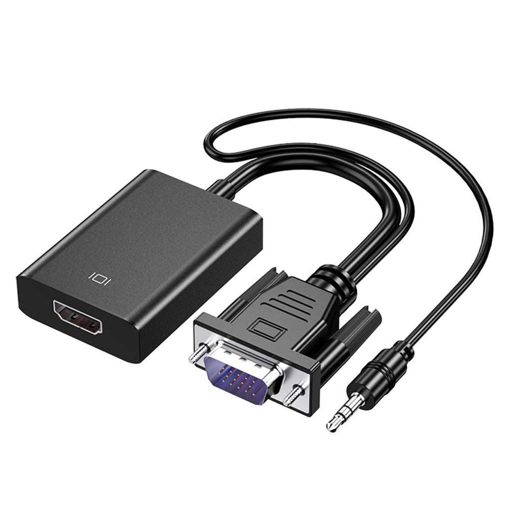  [AUSTRALIA] - VGA to HDMI Adapter for Connecting Traditional VGA Interface Laptop, PC to HDMI Monitor or Projector, Cuxnoo 1080P VGA Male to HDMI Female Converter with 3.5mm Audio Lead and Power Supply Port 1 Pack