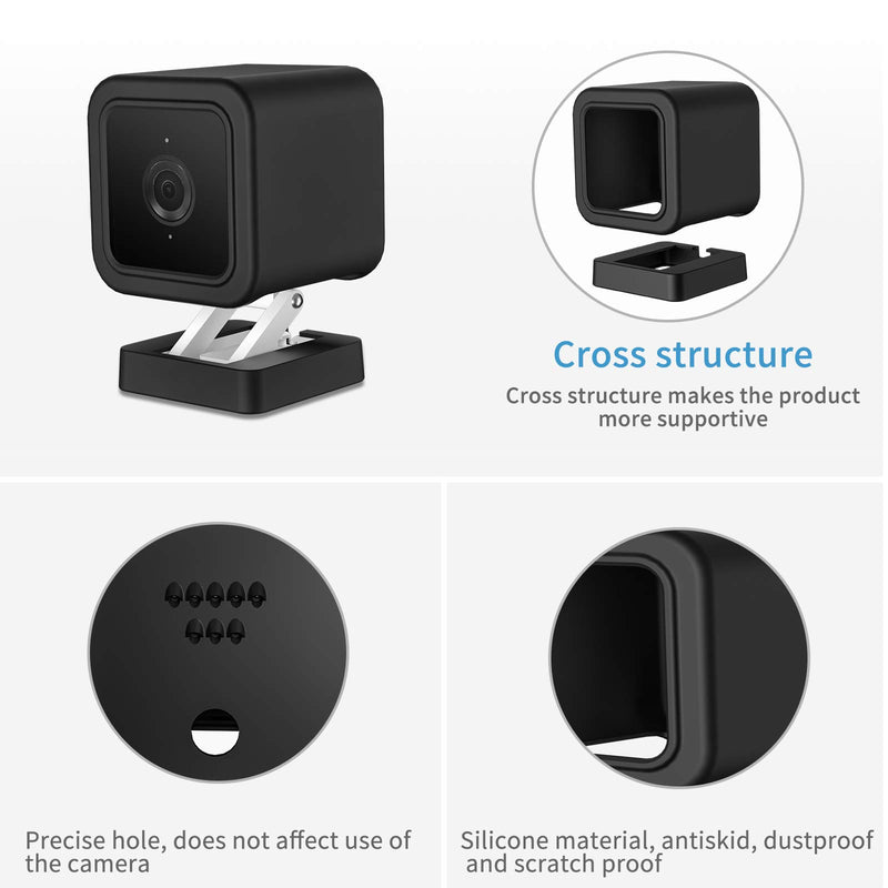 HOLACA Silicone Skin for Wyze Cam v3- Come with Quick Wall Mount Bracket - Anti-Scratch Protective Cover - Extra Protect Wyze Cam v3 Camera Black 1Pack - LeoForward Australia