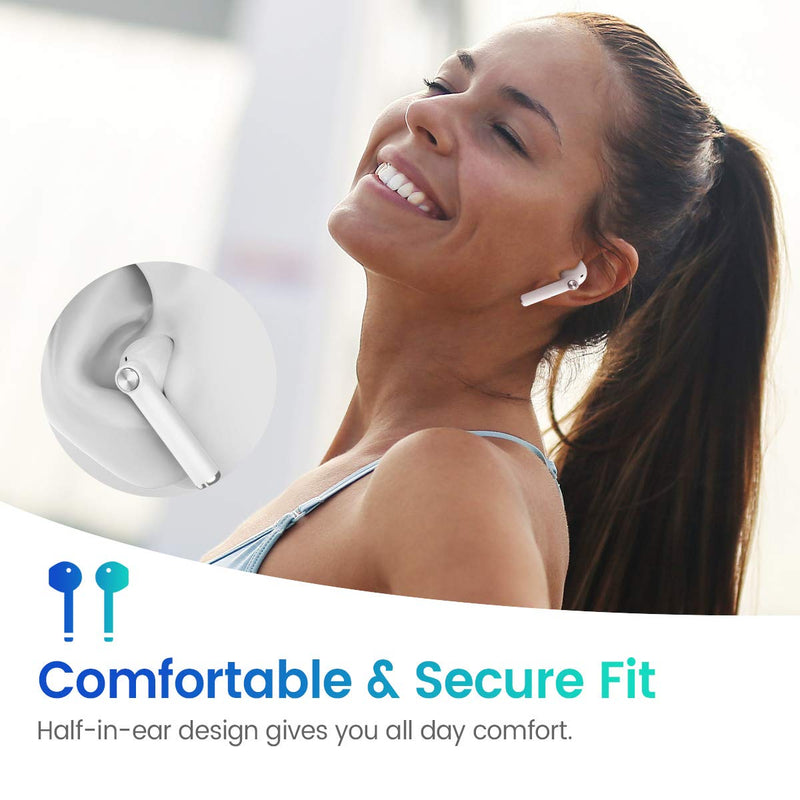  [AUSTRALIA] - MIFA True Wireless Earbuds, TWS Bluetooth Headphones Stereo Sound Earphones, 30H Playtime Wireless Charging Case & Power Display, Sweat Proof Dual Bluetooth 5.0 Headset with Built-in Mic for Sports White