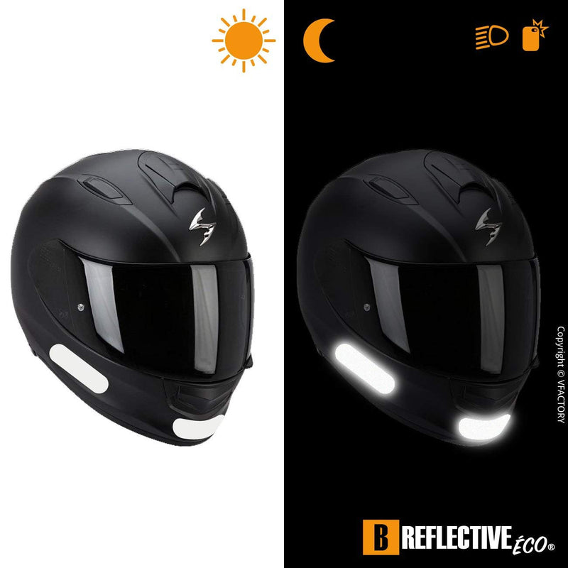  [AUSTRALIA] - B REFLECTIVE. (6 Pack) 4 retro reflective stickers kit. Night high visibility safety. Adhesive for motorcycle Helmet/Scooter/Bike/Stroller/Buggy/Toys. 8.50 x 2.30 cm. white 6