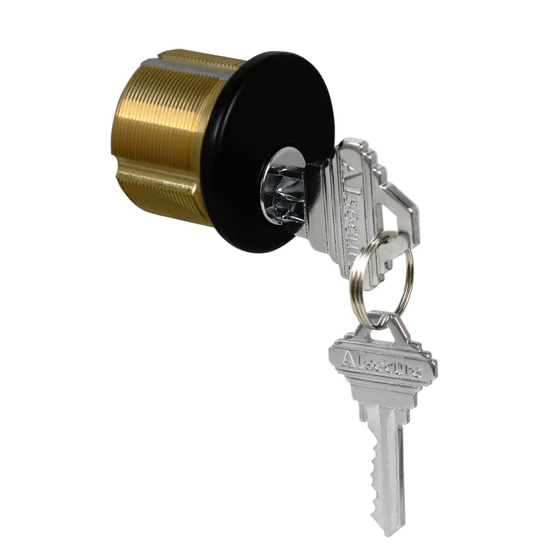  [AUSTRALIA] - AIsecure Brass Mortise Cylinder with 2 Keys for SC Keyway Standard Commercial Door Lock Cylinder Keyed Alike for Storefront Doors Lock Replacements, 2 Pack,Black