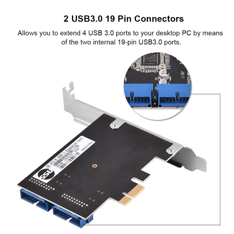  [AUSTRALIA] - Mini PCI E PCI Express USB 3.0 Expansion Card to Internal 2 Port 19Pin Header Fast 5Gbps PCI Express USB 3.0 Card Adapter with Low Profile for winXP , win7 win8 win8.1 win10
