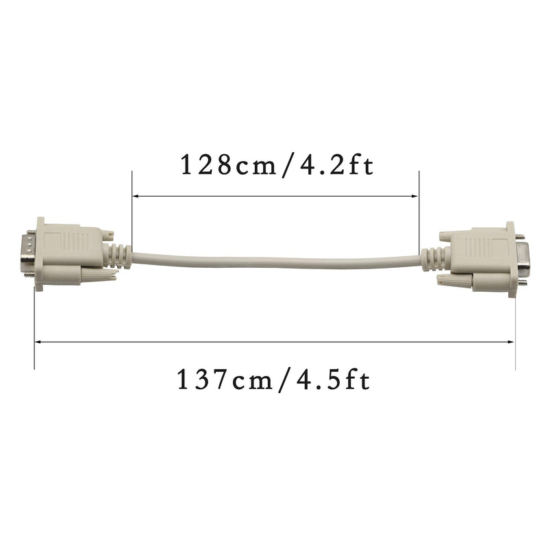  [AUSTRALIA] - 4.5 Feet DB9 RS232 Serial Null Modem Cable Male to Female DB9 Extension Cable 2-3 Cross Cable YOUCHENG for Computers, Printers, Scanners