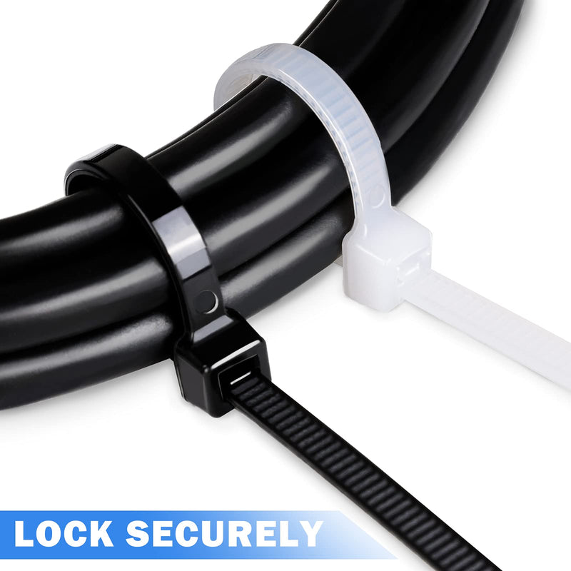  [AUSTRALIA] - 4+6+8+10+12 Inch Black With 18lbs，40lbs,40lbs,50lbs HTIELE Cable Ties Heavy Duty Self-locking Zip Ties Outdoor 500pcs/pack BLACK UV