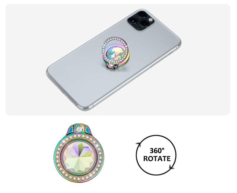  [AUSTRALIA] - lenoup Iridescent Glitter Bling Bling Phone Ring Holder,Rainbow Sparkle Phone Ring Artificial Diamond Stand,Teal Rhinestone Cell Phone Finger Ring