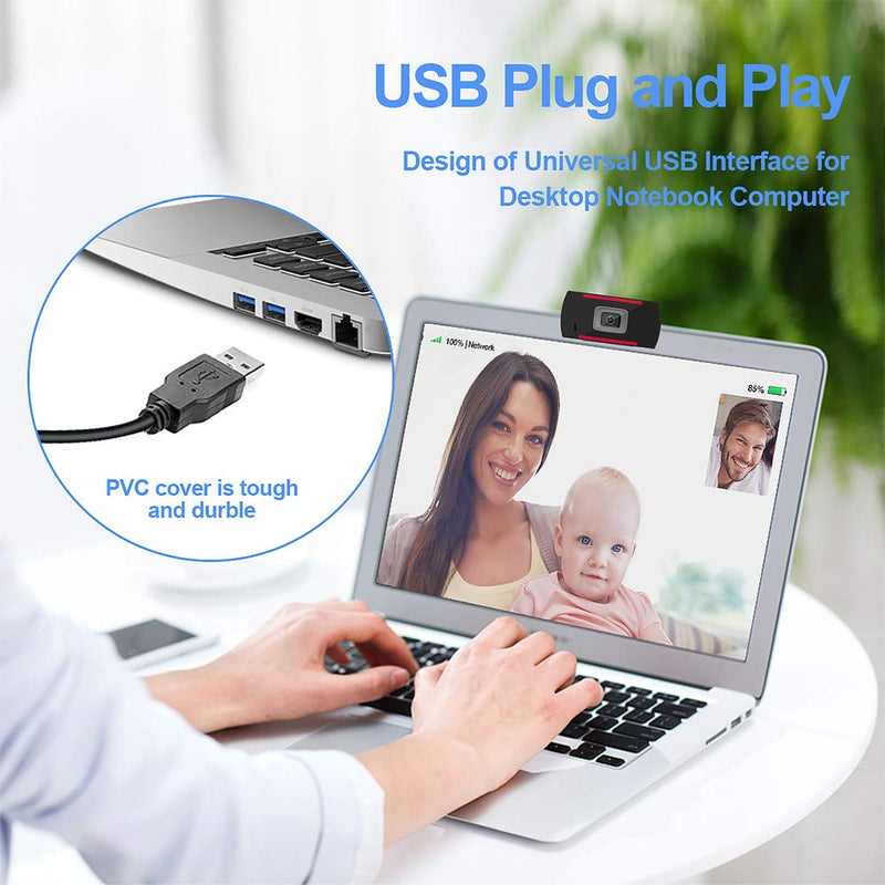  [AUSTRALIA] - 1080P Webcam with Microphone,110-Degree Wide View Angle USB PC Webcam,Plug and Play Video Calling Webcam for Web Conference,Zoom,and Skype Black-2MP