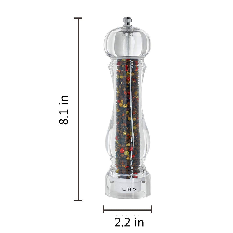  [AUSTRALIA] - LHS Pepper Mill Grinder Salt Grinder Peppercorn Grinders with Adjustable Coarseness-Clear