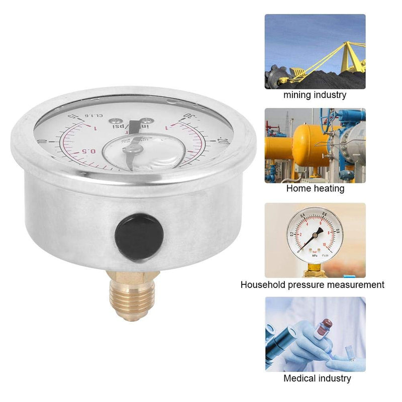  [AUSTRALIA] - Dual Scale Pressure Gauge 1/4 BSP Back Mount Pressure Gauge Radial Oil Filled Vacuum Pressure Gauge