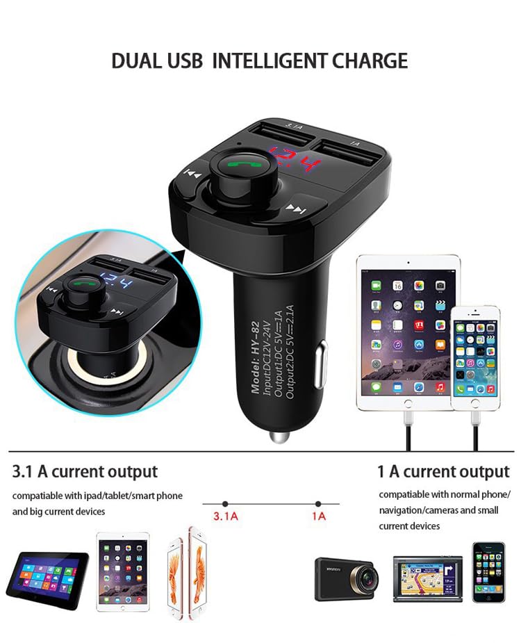  [AUSTRALIA] - Dual USB Car Charger Handsfree Bluetooth Car Kit Car FM Transmitter Wireless FM Modulator Transmitter