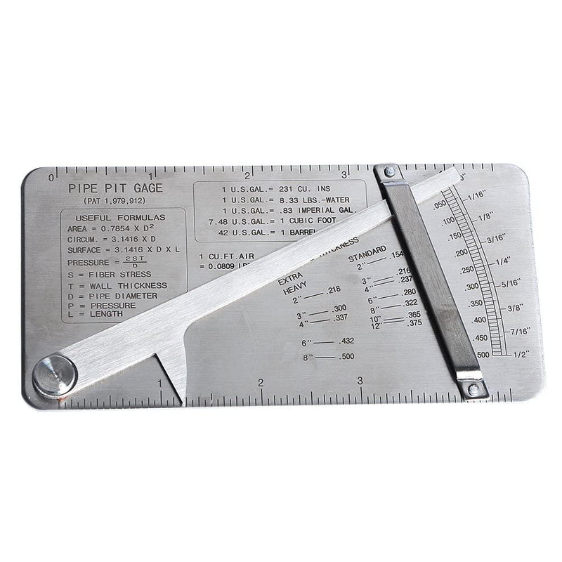  [AUSTRALIA] - Co-link Stainless Steel Pipe Pit Gage Welding Gauge 0 to 1/2" in 1/64" & .020 Increments for Measuring Wall Thickness of Pipe or Plate