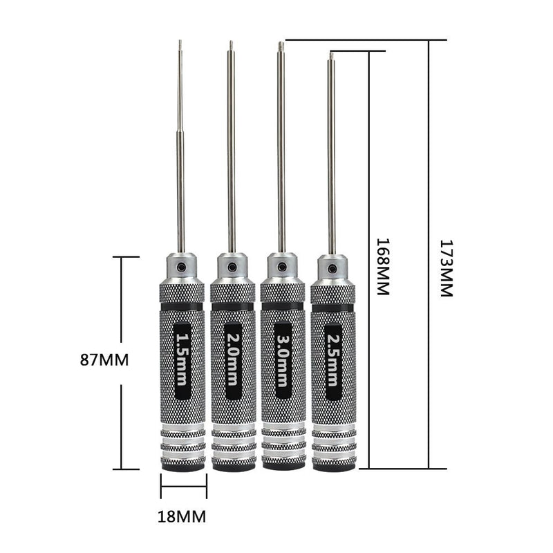  [AUSTRALIA] - OFNMY 4pcs Hex Screw Driver Tools Kit Set 1.5mm 2.0mm 2.5mm 3.0mm Metric RC Helicopter Screw driver