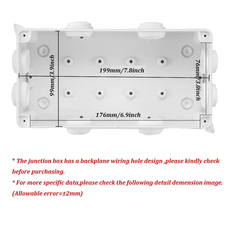  [AUSTRALIA] - Awclub ABS Plastic Dustproof Waterproof IP65 Junction Box Universal Electrical Project Enclosure White 7.9"x3.9"x2.8" (200mmx100mmx70mm) 7.9"x3.9"x2.8"